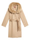 Studio Mango Fur Insert Hooded Wool Coat Beige